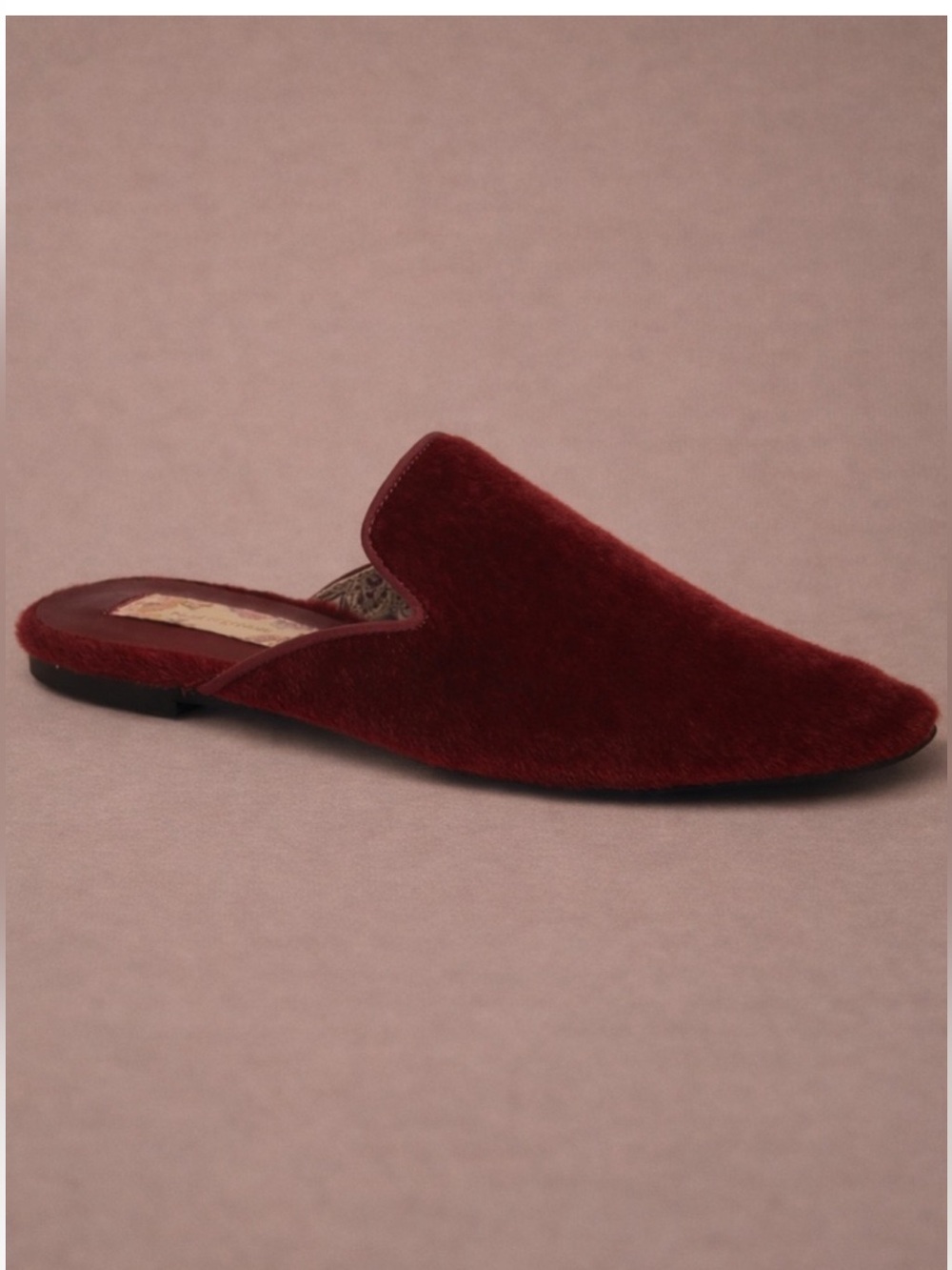 Band of Gypsies Landslide Burgundy Velvet Pointed Toe Mule Flats Size 6